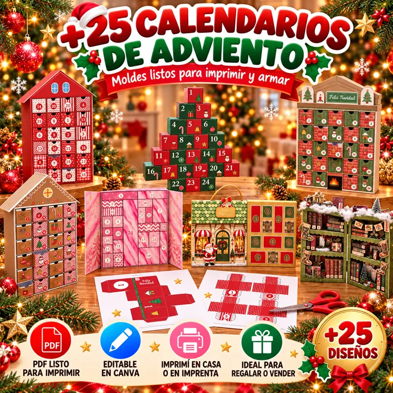 +25 Diseños Calendarios de Adviento